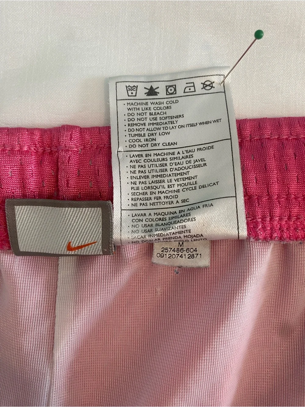 Nike Pink Athletic Mesh Shorts with Yellow & White Trim